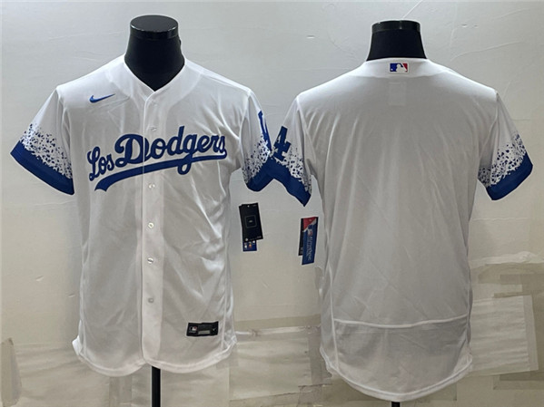 Men's Los Angeles Dodgers Blank White City Connect Flex Base Stitched Baseball Jersey